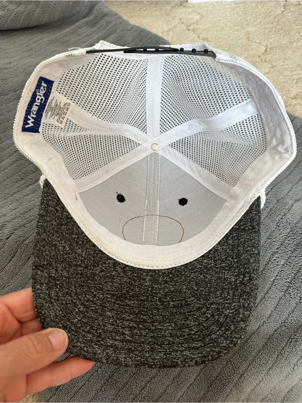 Wrangler Black and White Mesh Trucker Hat- BUCKING Horse- Wyoming